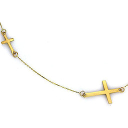 Złoty naszyjnik 585 celebrytka dwa krzyżyki 1,52g
