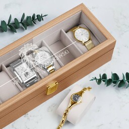 Szkatułka drewniana prostokątna na 6 zegarków z grawerem