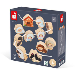 Nawlekanka z drewnianymi owieczkami Farma 2+, Janod