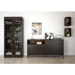 Witryna dwudrzwiowa czarna / orzech mat 89 x