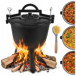 Kociołek Żeliwny Garnek Myśliwski Węgierski Ognisko Pieczonki Emaliowany