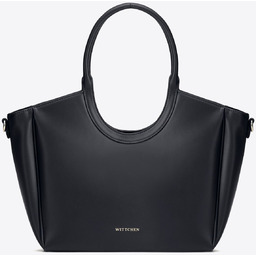 Shopperka damska z ekoskóry z okrągłymi rączkami czarna
