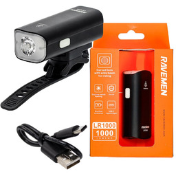 Ravemen Lampka przednia LR1000, 1000 lm, USB-C, czarna