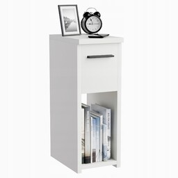 Szafka Nocna Wąska Biała 20x30cm Z Szufladą Półką