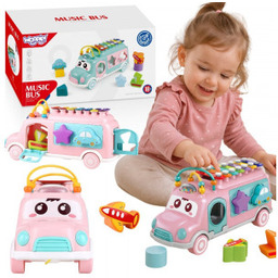 WOOPIE BABY Samochodzik Muzyczny Sorter z Cymbałkami Różowy