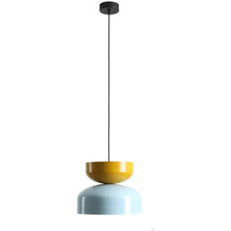 Lampa wisząca Tula Dark Metalowa Błękitna z Musztardowym