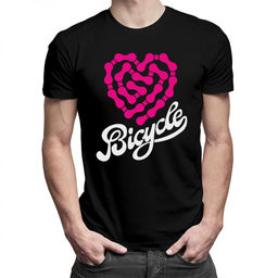 Bicycle heartbeat chain - męska koszulka z nadrukiem