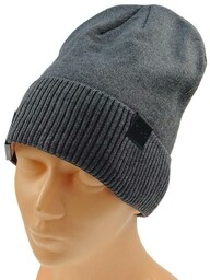 Czapka zimowa męska unisex z polarem uniwersalny szara