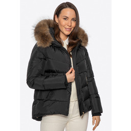 Damska kurtka puchowa ze ściągaczami czarna