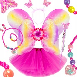 Kolorowy Motyl Motylek strój Wróżka skrzydła Tutu