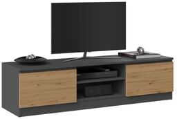 Nowoczesny stolik RTV, szafka, Malwa, 140x40x36 cm, dąb