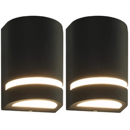 Lumes Komplet 2 czarnych półokrągłych kinkietów zewnętrznych -