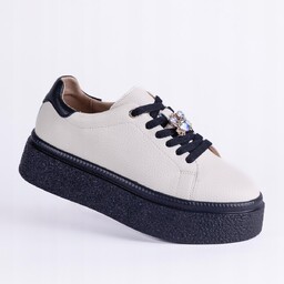 Sneakersy damskie skóra GOODIN GD-FT-117 platforma lekkie czarne