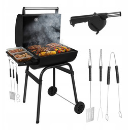 Grill Węglowy z Pokrywą Ogrodowy Przenośny Duży Ruszt