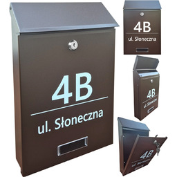Skrzynka na listy Pocztowa A4-S z Napisem, Brąz