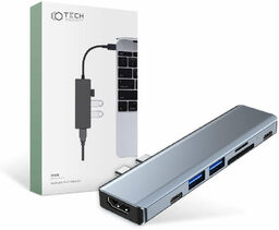 Hub Adapter USB V5-HUB 7w1 2x USB-C Grey