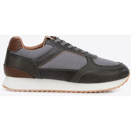 Męskie sneakersy z kontrastowymi fakturami szaro - brązowe