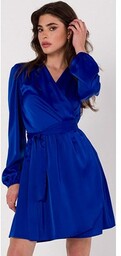 Rozkloszowana sukienka satynowa w kolorze szafirowym K175, Kolor