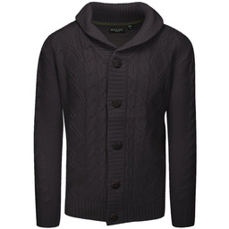 Grafitowy Dziergany Sweter Zapinany na Guziki, Kardigan, Elegancki