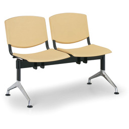 Ławka do poczekalni plastikowa SMILE, 2 siedzenia, żółty