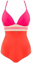 Kostium kąpielowy damski jednoczęściowy SELF Fashion 13 pomarańczowo-różowy
