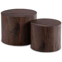 Edinos Zestaw okrągłych orzechowych stolików D6-W84