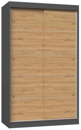 Szafa przesuwna, szprosy, Iga, 120x61x200 cm, antracyt, dąb