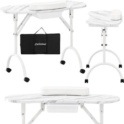 Składany stolik kosmetyczny do manicure mobilny biały 1-BK-004-2200
