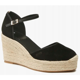 BOSS ESPADRYLE DAMSKIE CZARNE NA KOTURNIE SKÓRZANE 39