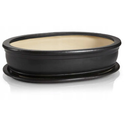 Doniczka Do Bonsai Duża Ceramiczna Mrozoodporna Grafitowa 45X33X9