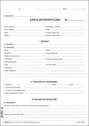 Karta ortodontyczna - ryza 100 szt [Mz/St-10]