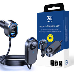 Ładowarka samochodowa 3mk 135W, przedłużacz, 4x Usb-c 2x