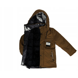 Kurtka chłopięca parka brązowa Zima dla chłopca 146/152