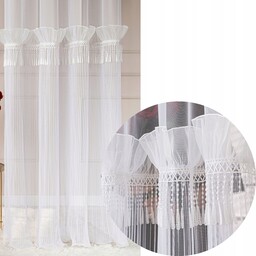 Firana gotowa na przelotkach 140x250 z koronką gipiurą