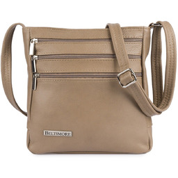 Skórzana Damska Torba listonoszka elegancka beżowa Beltimore L43