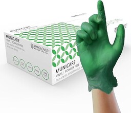 UNIGLOVES Zielone miękkie winylowe rękawiczki jednorazowe - x