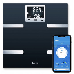 Waga łazienkowa elektroniczna z analizą składu ciała czarna