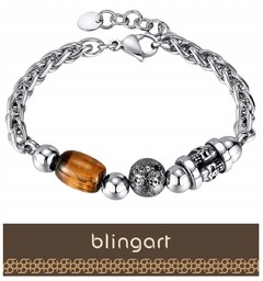 BLINGART Bransoletka męska TYGRYSIE OKO czaszki SPIGA regulowana
