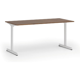 Biurko PRIMO BETA, 160x80 cm, biała podstawa, orzech