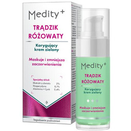 MEDITY+ TRĄDZIK RÓŻOWATY Korygujący krem zielony do twarzy,
