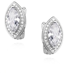 Eleganckie rodowane srebrne kolczyki łezki krople białe cyrkonie