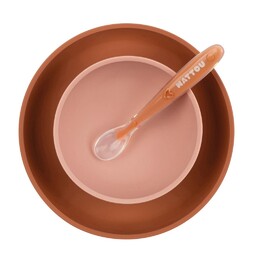 Nattou Zestaw naczyń silikonowych 4 szt. ze śliniakiem