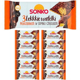 Sonko Lekkkie wafelki pełnoziarniste w ciemnej czekoladzie 36g