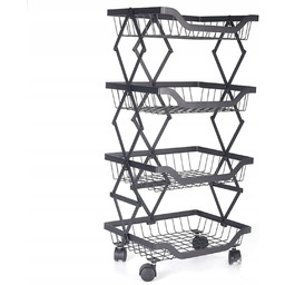 Metalowy Regał 4-POZIOMOWY Na Kółkach Czarny