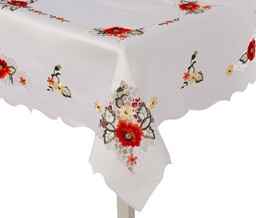 Obrus z haftem prostokąt biały OH-136