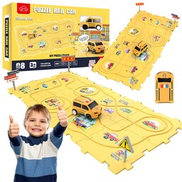 Duży Tor Samochodowy Puzzle Układanka Autobus Znaki Drogowe