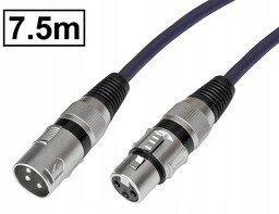 Kabel przedłużacz Xlr/cannon 3P/wtyk-XLR/CANNON 3P/gniazdo Hq Vitalco 7.5m