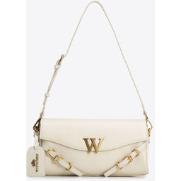 Torebka bagietka ze skóry naturalnej z ozdobnymi paskami