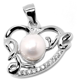 Zawieszka Srebrna Serduszko z Perłą