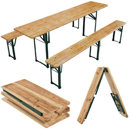 ZESTAW PIWNY STÓŁ 220CM + 2 ŁAWKI SKŁADANE